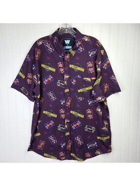 RSVLTS Shirt Mens XL Purple WWE WrestleMania 41 Vegas Button Up KUNUFLEX Stretch